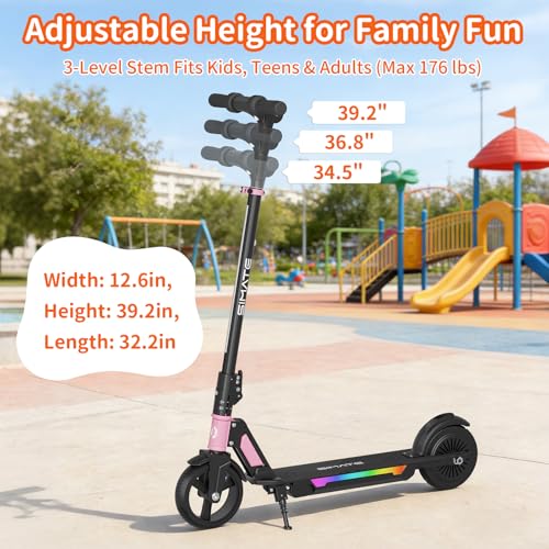Pink Electric Scooter for Kids Teens & Adults 250W Foldable UL2272 Certified