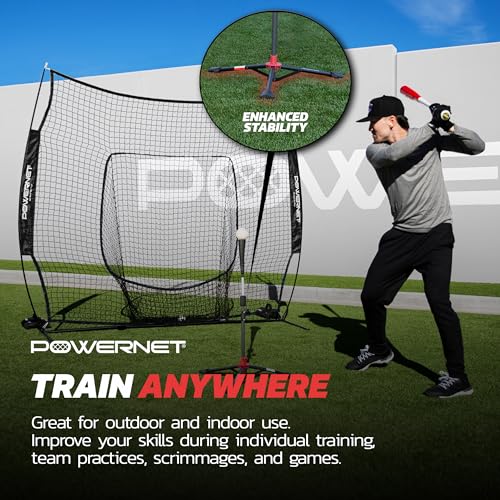 PowerNet 7x7 Black Baseball & Softball Practice Net with Adjustable Tee