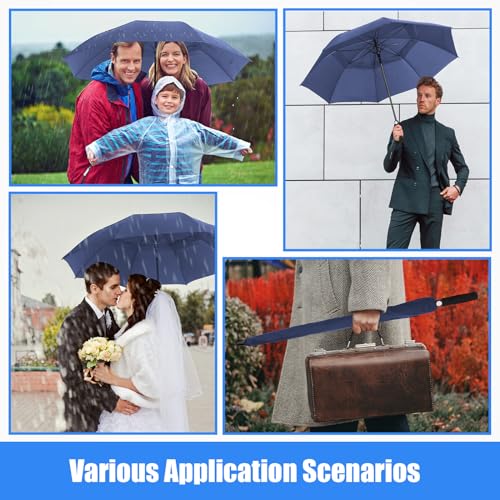 Large Automatic Open Golf Umbrella - 62 Inch Dark Blue Sun & Rain Shield