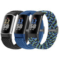 Braided Stretchy Nylon Watch Bands for Fitbit Charge 6/5 - Black, Blue & Camouflage