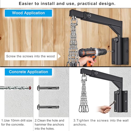 Heavy Duty Wall Mount Punching Bag Hanger with 4 Chains - Supports 800 lbs