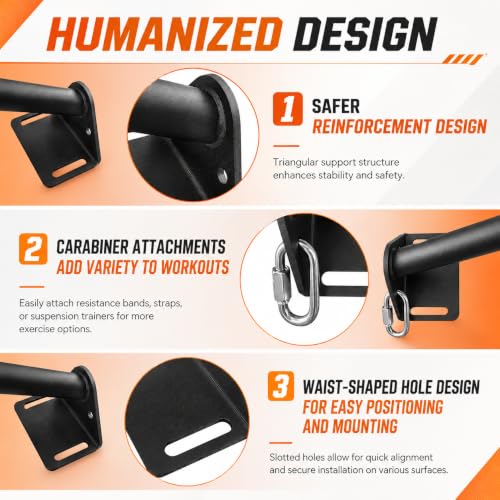 HWOOUSA Black Wall Mounted Heavy Duty Pull Up Bar Supports 600 Lbs for Home & Garage
