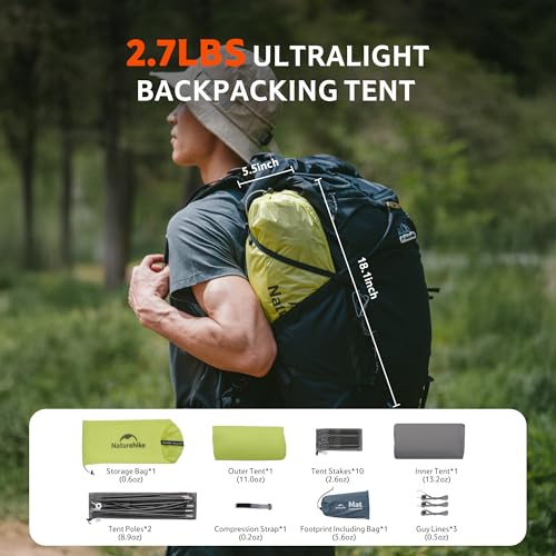 Naturehike 2 Person Ultralight Backpacking Tent - Waterproof, Quick Setup