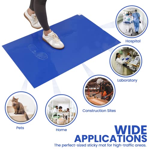 24 x 36 Adhesive Mats (150 Sheets) - Blue Tack Mats for Dust Removal - for Lab, Home, Construction - Variation: 24x36 Inch Blue