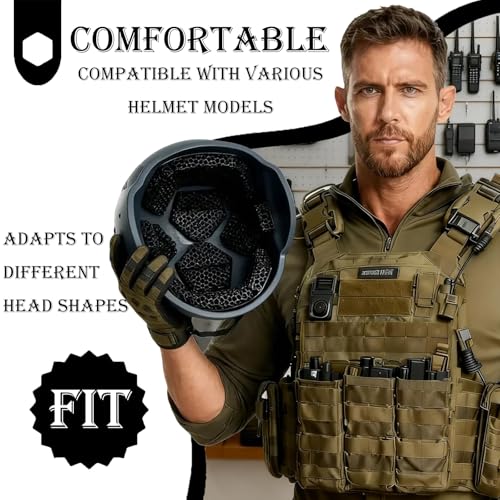 CZMYCBG Black Tactical Helmet Liner Nano Shock-Absorbing Breathable Padding