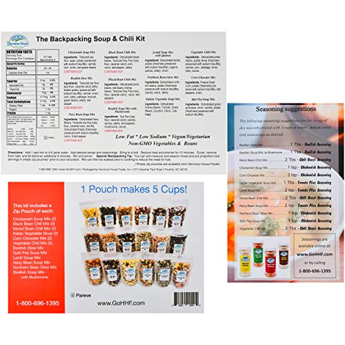 Harmony House Backpacking Soup and Chili Kit - 18 Pack Emergency Food Supply