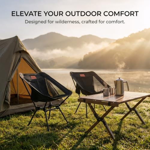 Eosphora 2 Pack Black Lightweight Camping Chairs for Adults & Teens