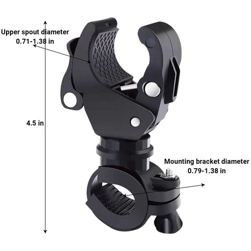 Flashlight Mount Holder for Bike Handlebar/Stroller, Bike Flashlight Holder 360º Rotation Plastic,Bicycle Front Torch Mount