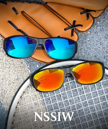 Polarized Sports Sunglasses Men Women UV400 Protection - Black/Ice Blue/Red/Multicolor