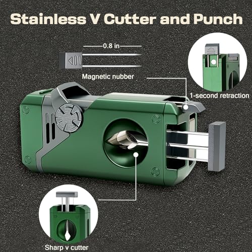 5 in 1 Butane Torch Lighter with Windproof 4-Jet Flame, Refillable, Green