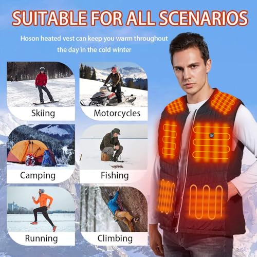 Hoson Heated Vest for Men and Women - X-Large Winter Heating Jacket with 9 Zones