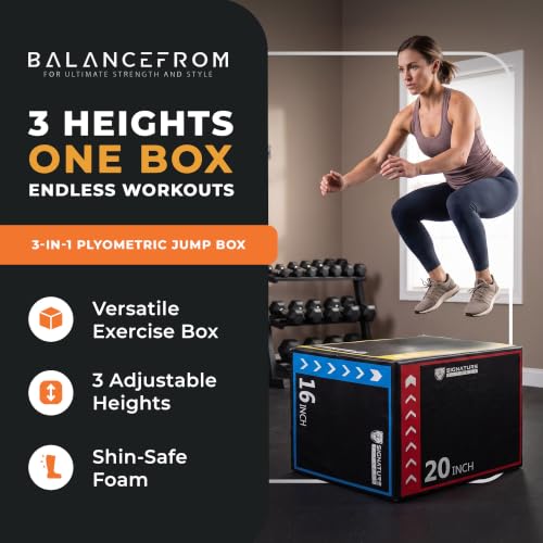 16 x 20 x 24 Inch Foam Plyometric Jump Box - 3-in-1 Home Gym Equipment