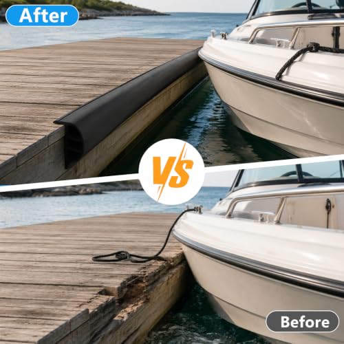 SHENGHUOH Black 12FT P-Profile Boat Dock Bumpers with Stainless Steel Screws & Washers