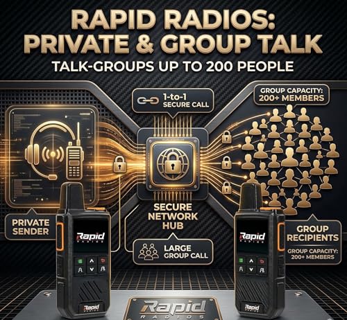 Rapid Radios G1 LTE Walkie-Talkies with Nationwide Coverage, Secure Encrypted 2-Way Radio Set