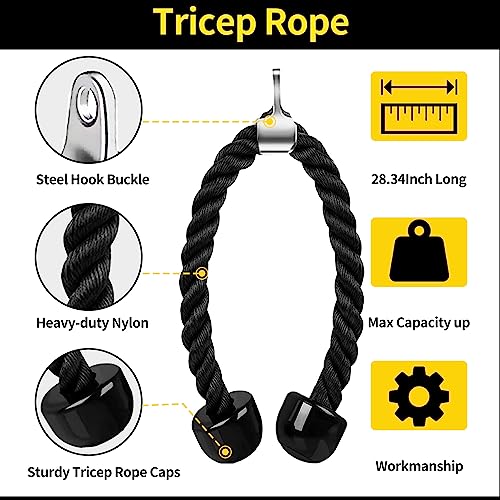 WNOEY Cable Machine Attachments Set for Home Gym - Lat Pulldown & Tricep Ropes