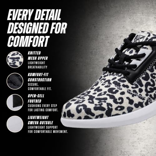 KR Strikeforce Lux Womens Leopard Bowling Shoes with #8 Slide Pads - Left/Right Hand