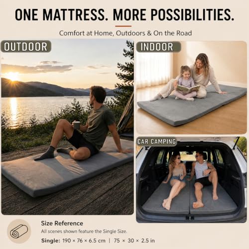 Twin Foam Camping Mattress 30D High-Density Support with Travel Bag
