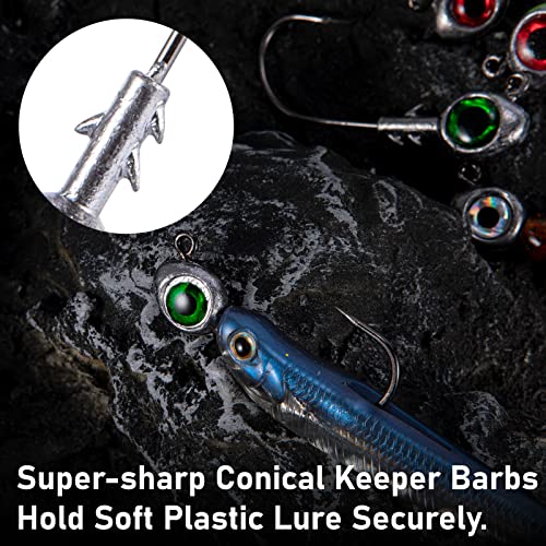 Fishing Jig Heads with 3D Eyes, Saltwater & Freshwater, 1/4oz 3/8oz 1/2oz, 10 Pack