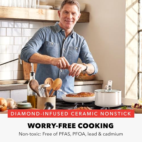GreenPan x Bobby Flay 13-Piece Cream White Ceramic Nonstick Cookware Set – Durable, Toxin-Free Kitchen Collection