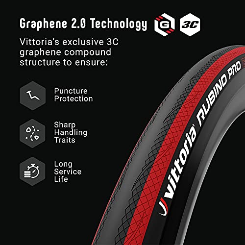 Vittoria Rubino Pro Road Bike Tire 3C Graphene 150 TPI Durable Tubeless Compatible