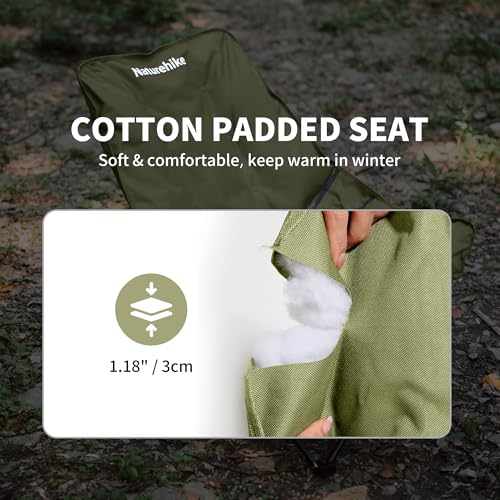 Naturehike Seastar Green Oversized Padded Camping Chair with Adjustable Backrest & Side Pocket