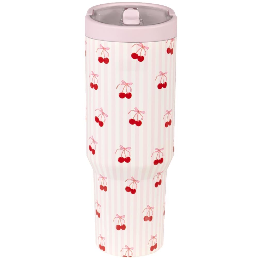HydroJug Sport - Stainless Steel Tumbler with Straw, Vacuum Insulated, 32oz Leakproof Water Bottle, Ergonomic Design, Reusable, Dishwasher Safe, Rubber Base, Durable for Gym or Outdoors, Sweet Cherry
