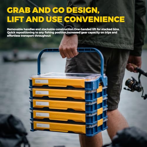 Stackable Waterproof Fishing Tackle Box with Removable Dividers - Floating Bait Storage Case for Freshwater & Saltwater Fishing