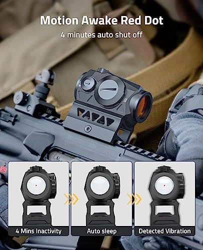CVLIFE - 1x20mm 2 MOA Motion-Activated Scope with Co-Witness Riser - Red