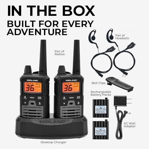 Midland T290VP4 High-Powered GMRS Two-Way Radio with 40-Mile Range and NOAA Weather Alert