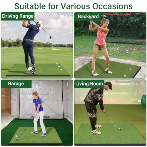 Domivans 5' x 4' Golf Hitting Mat with 10 Balls & Tees - Indoor & Outdoor Practice