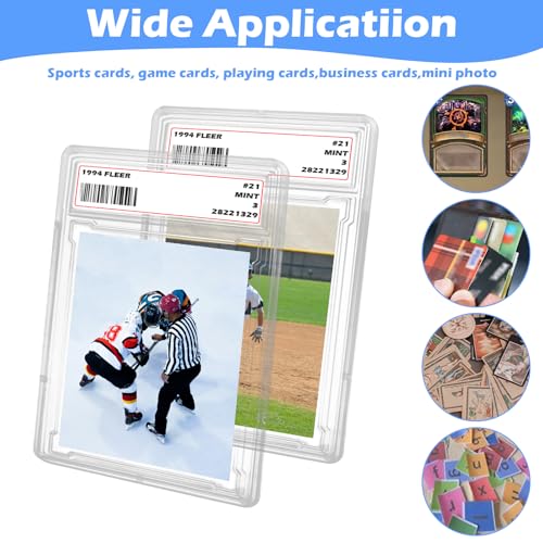 100 Pack Trading Card Holders with Label Area - 35PT Capacity for Standard 2.6x3.5 Inch Cards