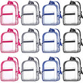 WILLBOND 12 Pack Clear Transparent PVC Backpacks with Multicolor Trim - See-Through School & Stadium Bags