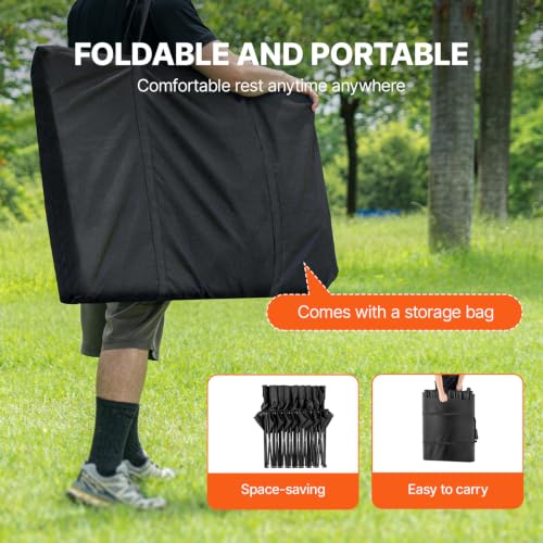 Black 8-Seat Portable Folding Sideline Bench for Sports & Camping