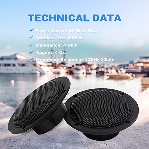 Marine Waterproof Bluetooth Radio with 2 Marine Speakers - IPX6 Rated
