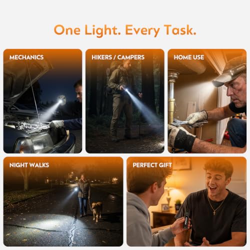 Rechargeable LED Tactical Flashlight 3000 Lumens USB-C Pocket Light
