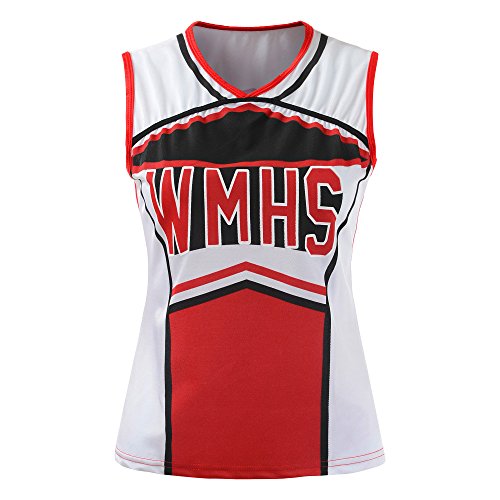 Women's Cheerleader Costume Uniform Halloween Fancy Dress Cosplay Outfit - Red X-Large