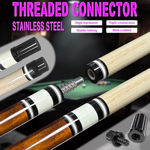 58-Inch Professional Pool Cue Stick 20oz Canadian Maple Billiard Cue with Leather Case