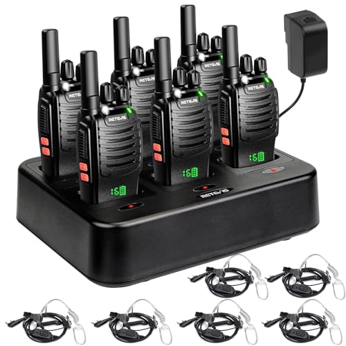 H-777H Walkie Talkies with Earphone 6-Pack Portable Two-Way Radio FRS with Rechargeable Battery