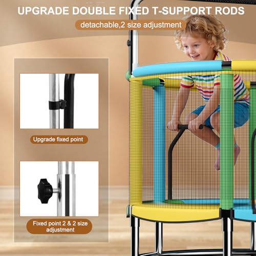 Towigic 55-Inch Multicolor Indoor & Outdoor Kids Trampoline with Adjustable Bar