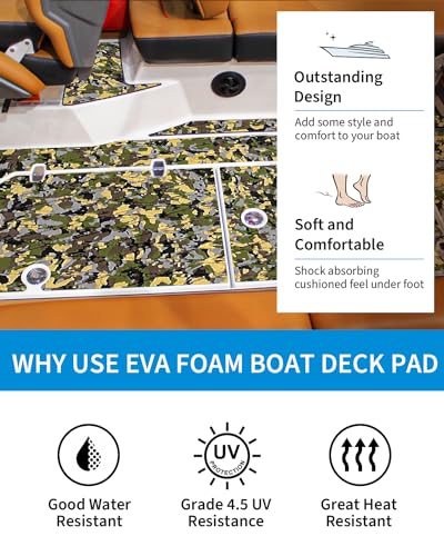 Camouflage Boat Traction Pad 96"L x 47"W - Green Marine Deck Padding