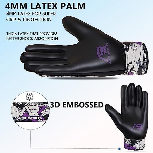 Soccer Goalie Gloves - Youth Football Goalkeeper Gloves with Double Wrist Protection & 4mm Super Grip Palm
