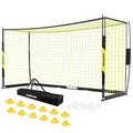 Luricaa 12x6 ft Black Yellow Portable Soccer Goal with Training Cones