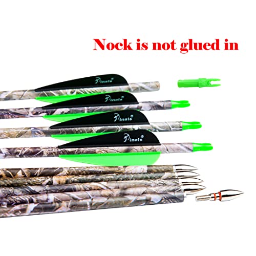 Carbon Hunting Arrows 28-30 Inch Spines for Recurve and Compound Bows - Pack of 12