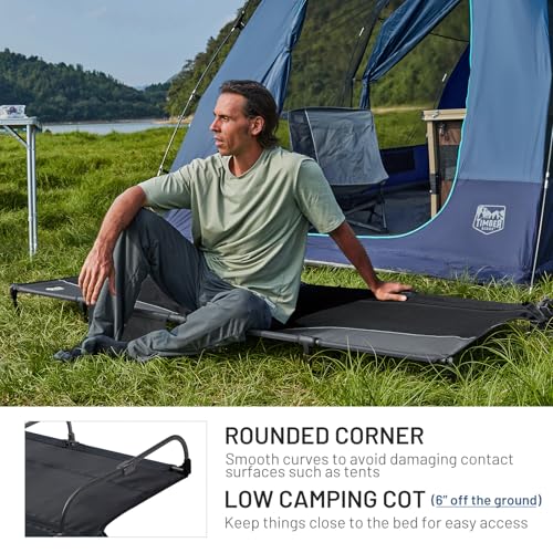 Camping Cot Foldable Aluminum Bed - 20-Second Setup, Black
