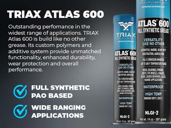 Triax Atlas 600 Full Synthetic Grease 10-Tube Pack - Ultra Duty Marine & All-Temp Wheel Bearings & Joints