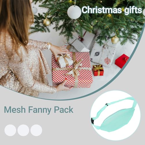 Pale Blue Beach Mesh Fanny Pack Waterproof Breathable Waist Bag for Travel & Outdoor Sports