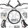 DYISLAND Hydraulic Disc Brake Set for E-Bike 4-Pistons/2-Pistons, 2-PIN/3-PIN, Front 1100mm / Rear 1900mm, Black