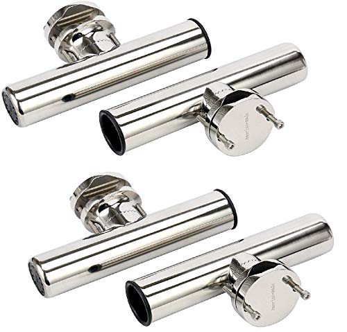 4-Pack Boat Rod Holders Stainless Steel Rail Mount Clamp-On Adjustable Fishing Poles