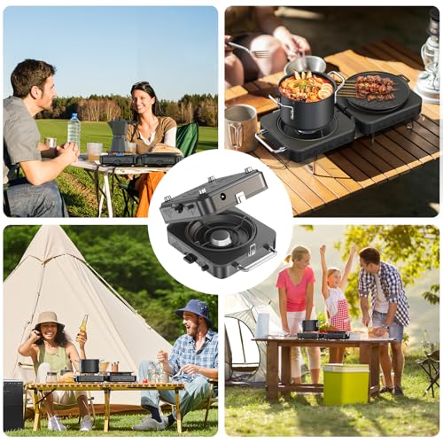 2 Burner Propane Camping Stove with Foldable Design, 20,000 BTU, Piezo Ignition & Carry Bag - Perfect for Outdoor Cooking, RV & Emergency Use - Variation 1