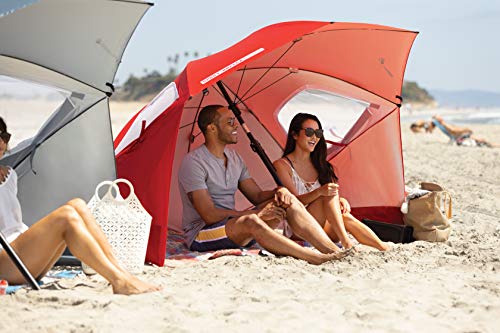 Sport-Brella UPF 50+ Red Umbrella Shelter with Side Panels & Tilt, Heavy-Duty Center Pole
